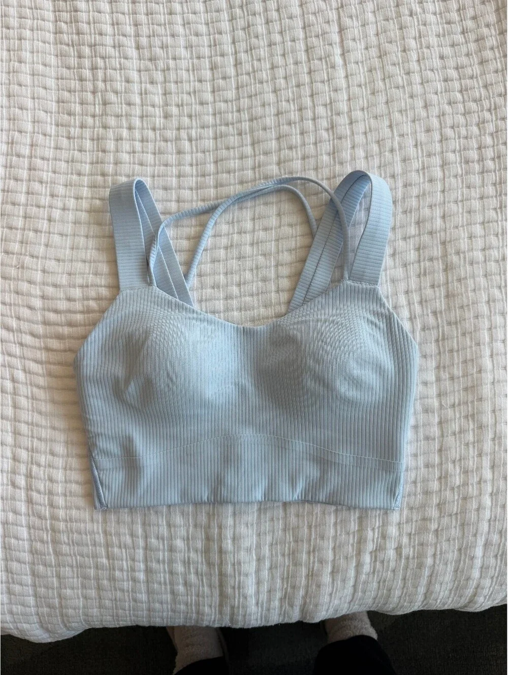 Lululemon Like a Cloud Ribbed Longline Bra Light Blue Size 2/4